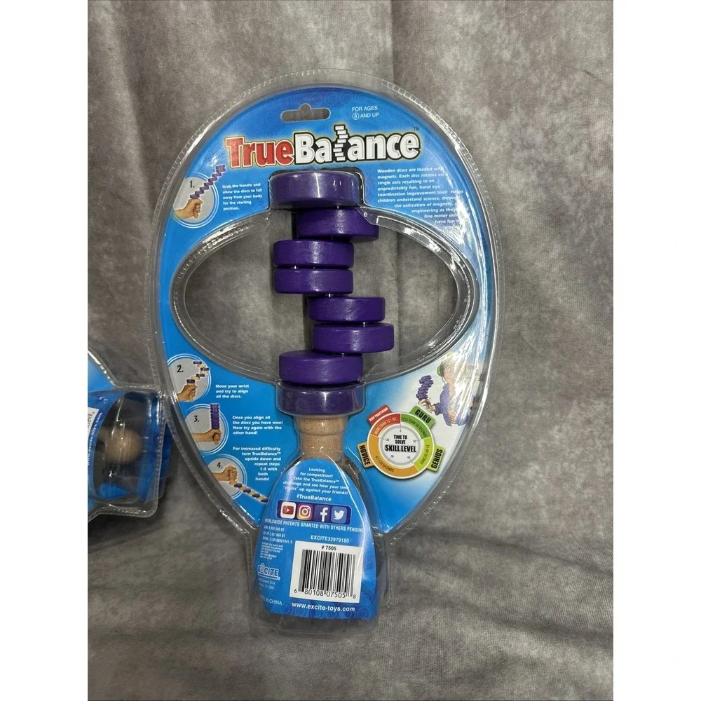 True‎ Balance Handheld Wooden Toy Game by Excite STEM Coordination Purple SEALED